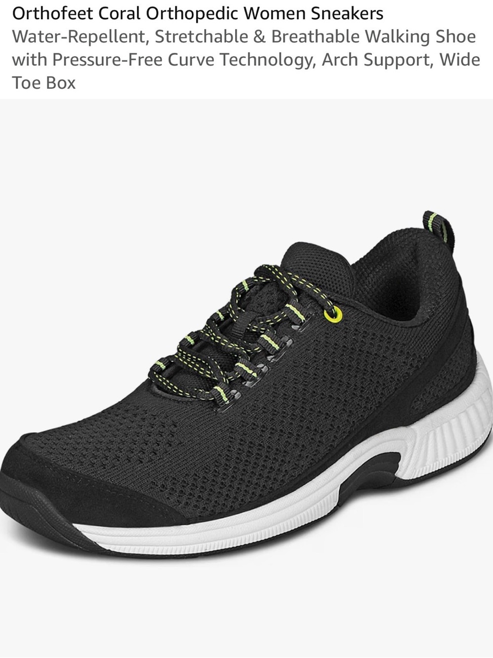 Orthofeet Biofit Women’s Black Athletic Sneaker,8.